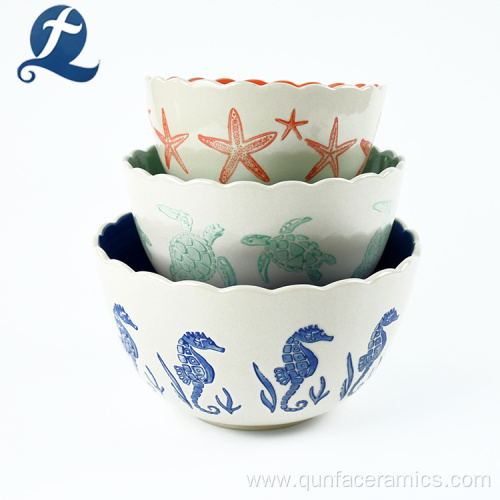 Factory Directly Sale Creative Printed Ceramic Snack Bowl